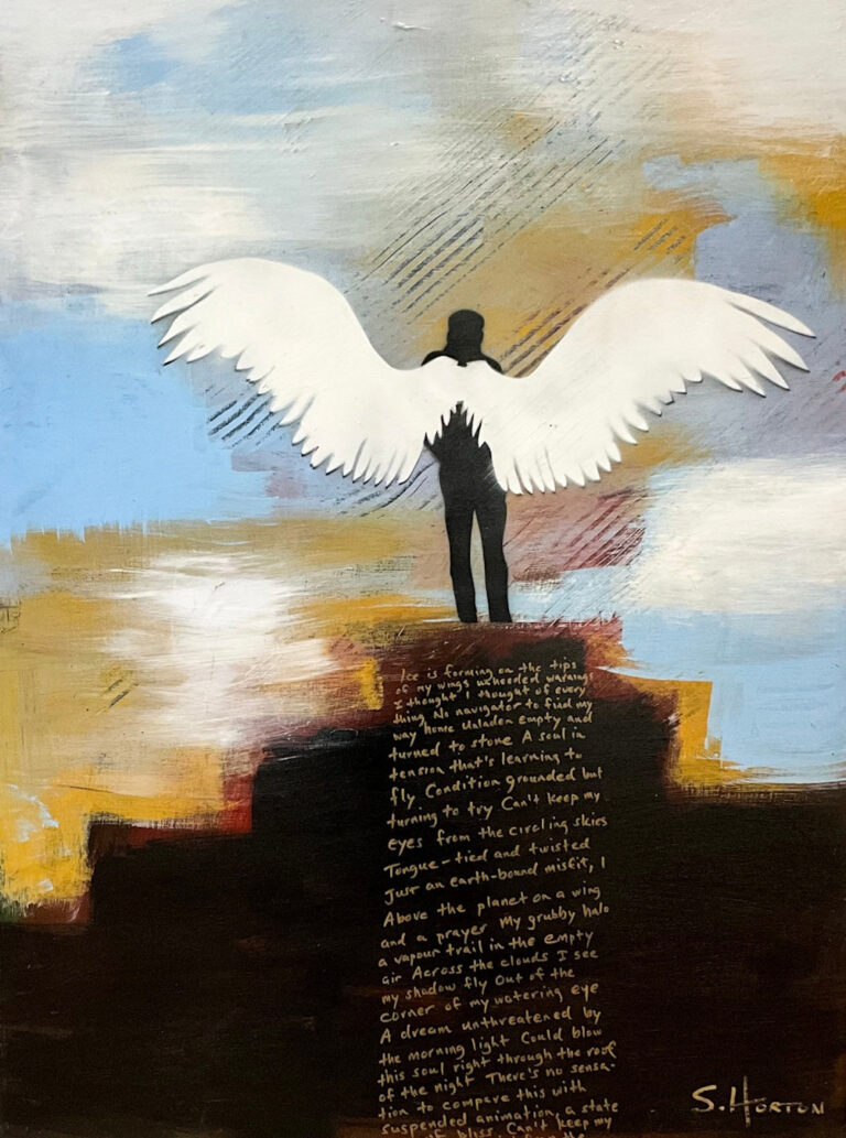 Learning to Fly", 36"w x 48"h, Mixed Media on Board