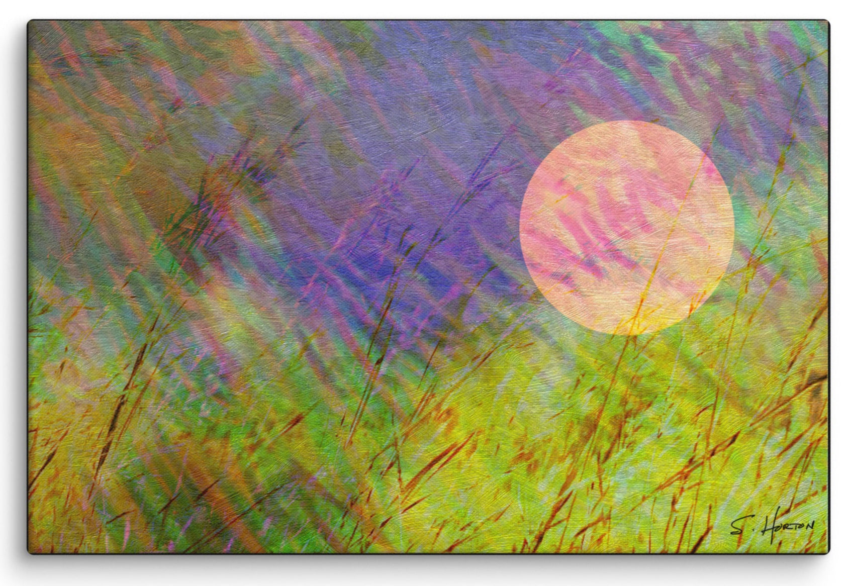 Sunset Over Grassy Fields", Digital Art, Giclée on Canvas with Signature, 24"x36" or 40"x60", Limited Edition of 50