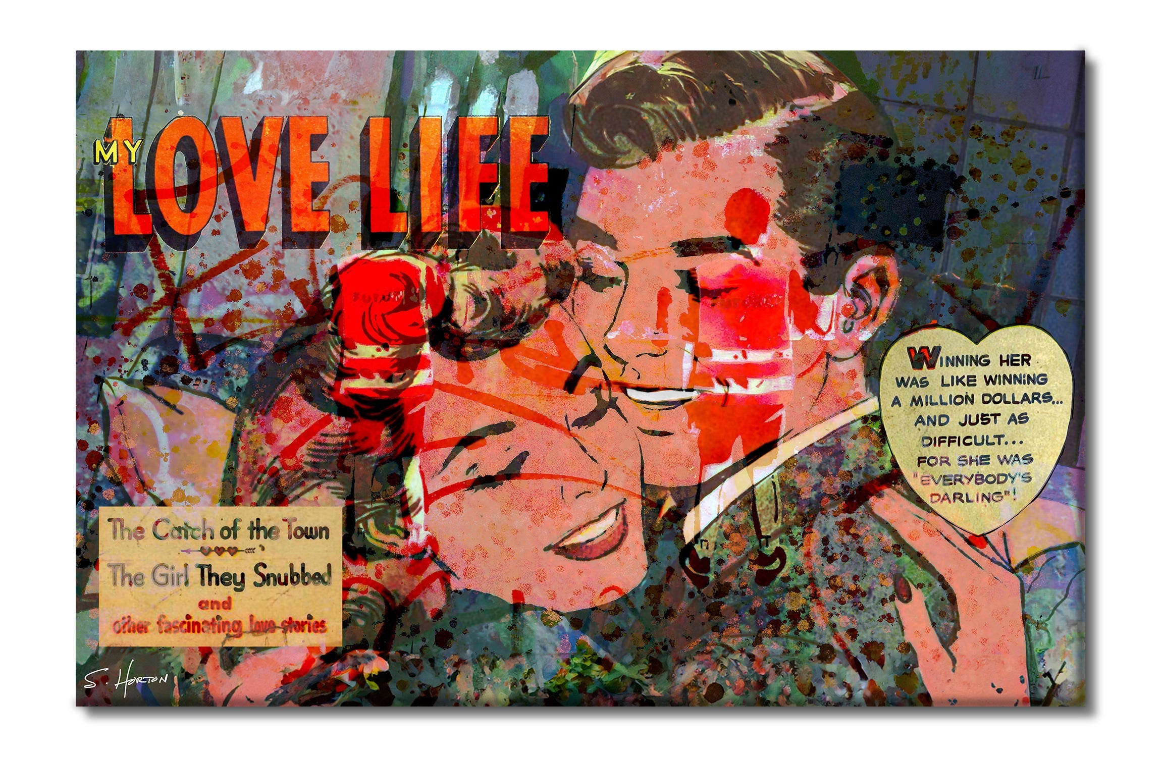 Catch of the Town", Neon Love Series, Satire, Digital Art, Giclée on Canvas with Signature, 26"x40", Limited Edition of 50