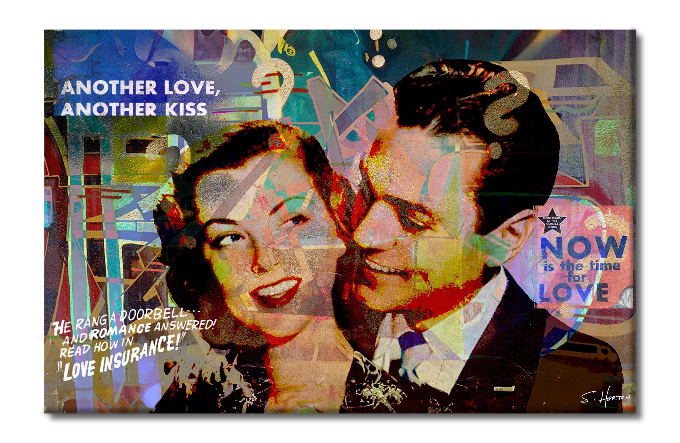 Another Love, Another Kiss", Neon Love Series, Digital Art, Giclee on Canvas with Signature, 26"x40", Limited Edition of 50