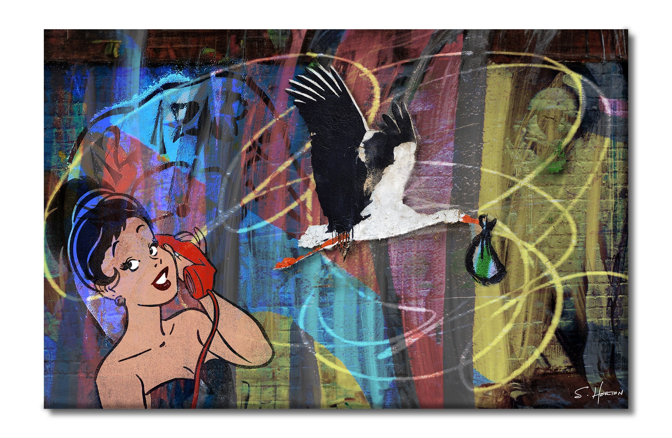 The Call You Were Expecting", Digital Art, Giclée on Canvas with Signature, 26"x40", Limited Edition of 50