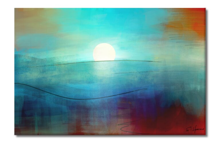 Rising Moon Over The Horizon", Digital Art, Giclee on Canvas with Signature, 24"x36" or 40"x60", Limited Edition of 50