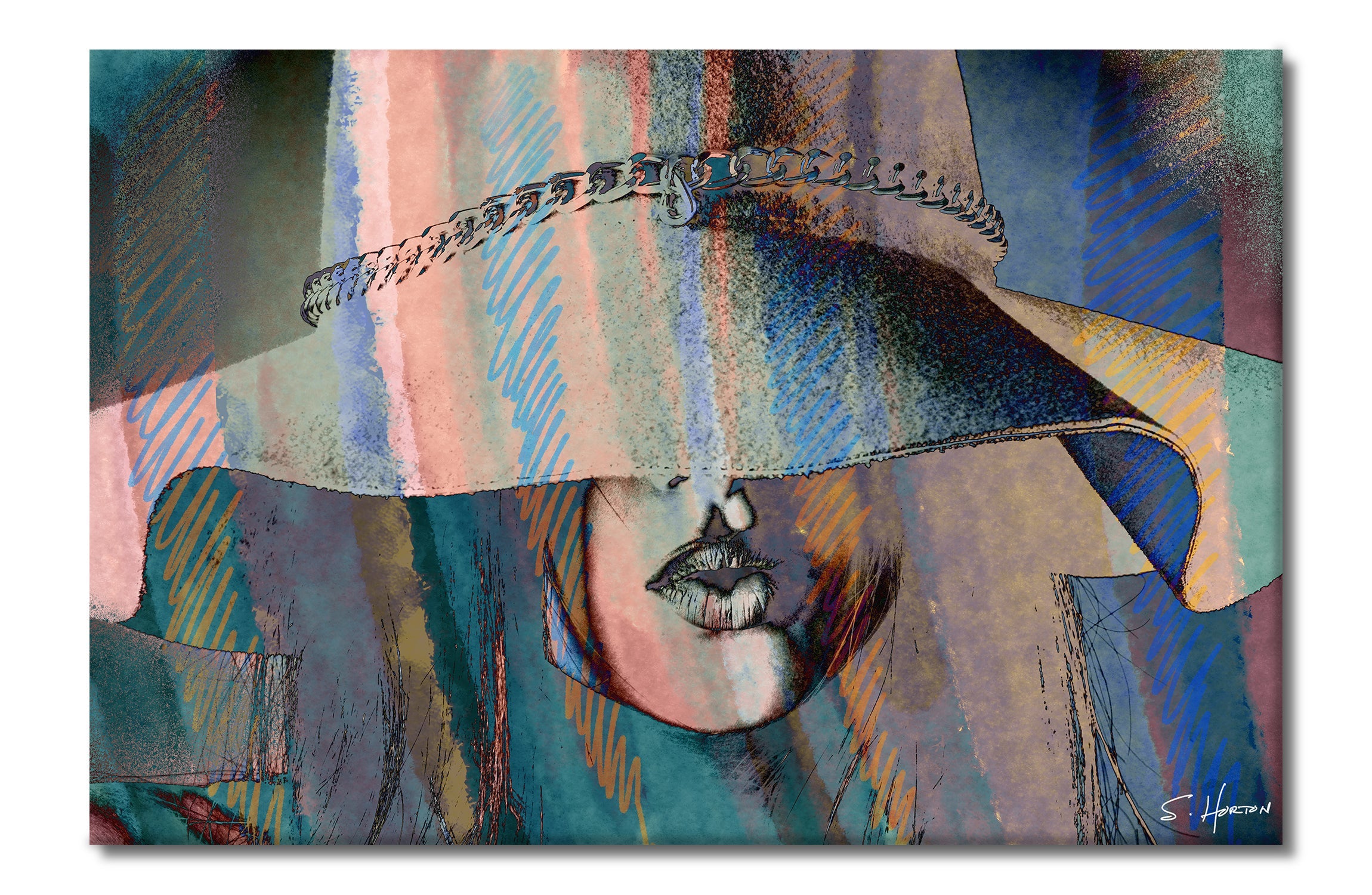 Woman in the Large Hat" 001, She Vibes, Digital Art, Giclée on Canvas with Signature, 24"x36" or 40"x60", Limited Edition of 50