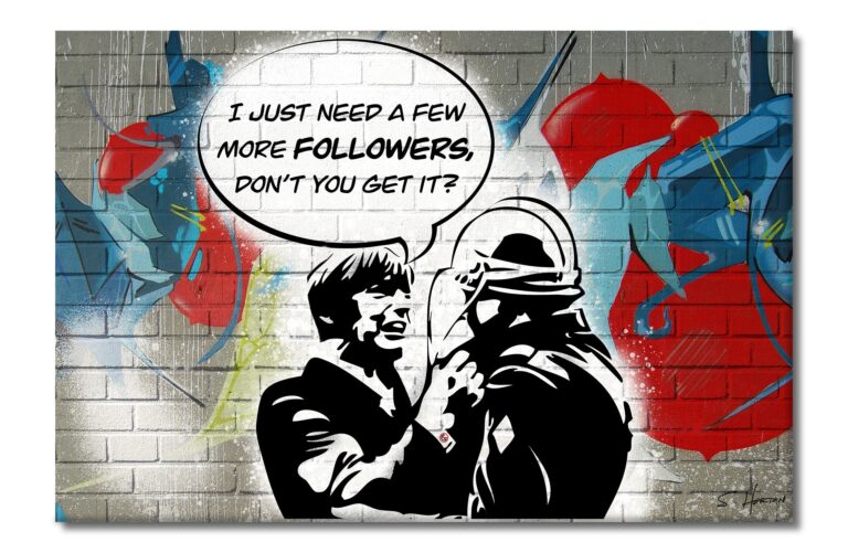 A Few More Followers", Satire, Digital Art, Giclée on Canvas with Signature, 24"x36" or 40"x60", Limited Edition of 50