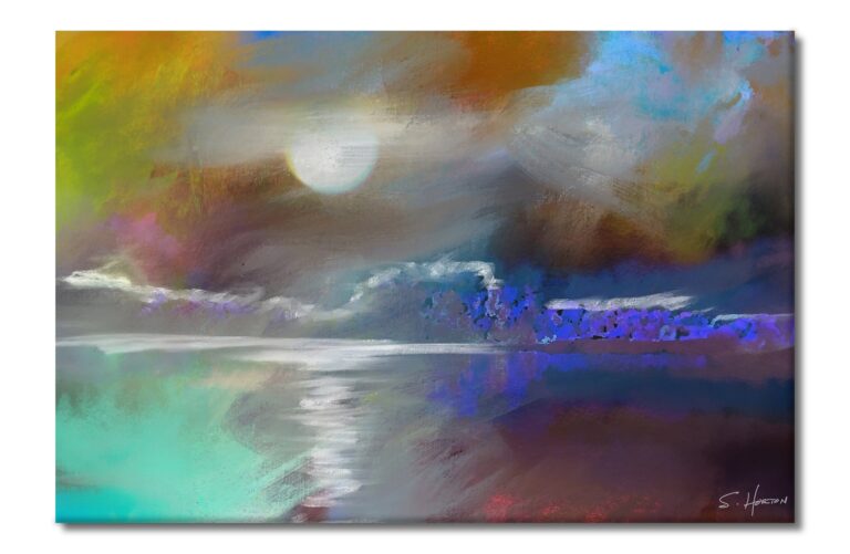 Moonlight Over The Lake", Digital Art, Giclee on Canvas with Signature, 24"x36" or 40"x60", Limited Edition of 50