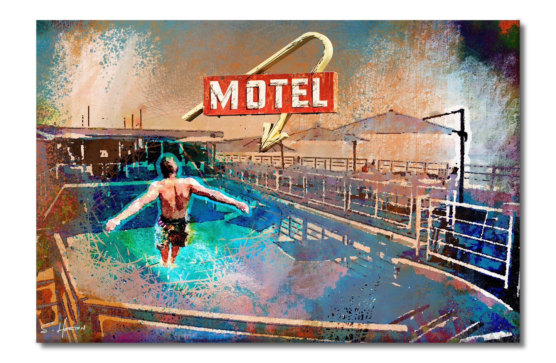 Big Splash", Route 66 Series, Digital Art, Giclée on Canvas with Signature, 24"x36" or 40"x60", Limited Edition of 50