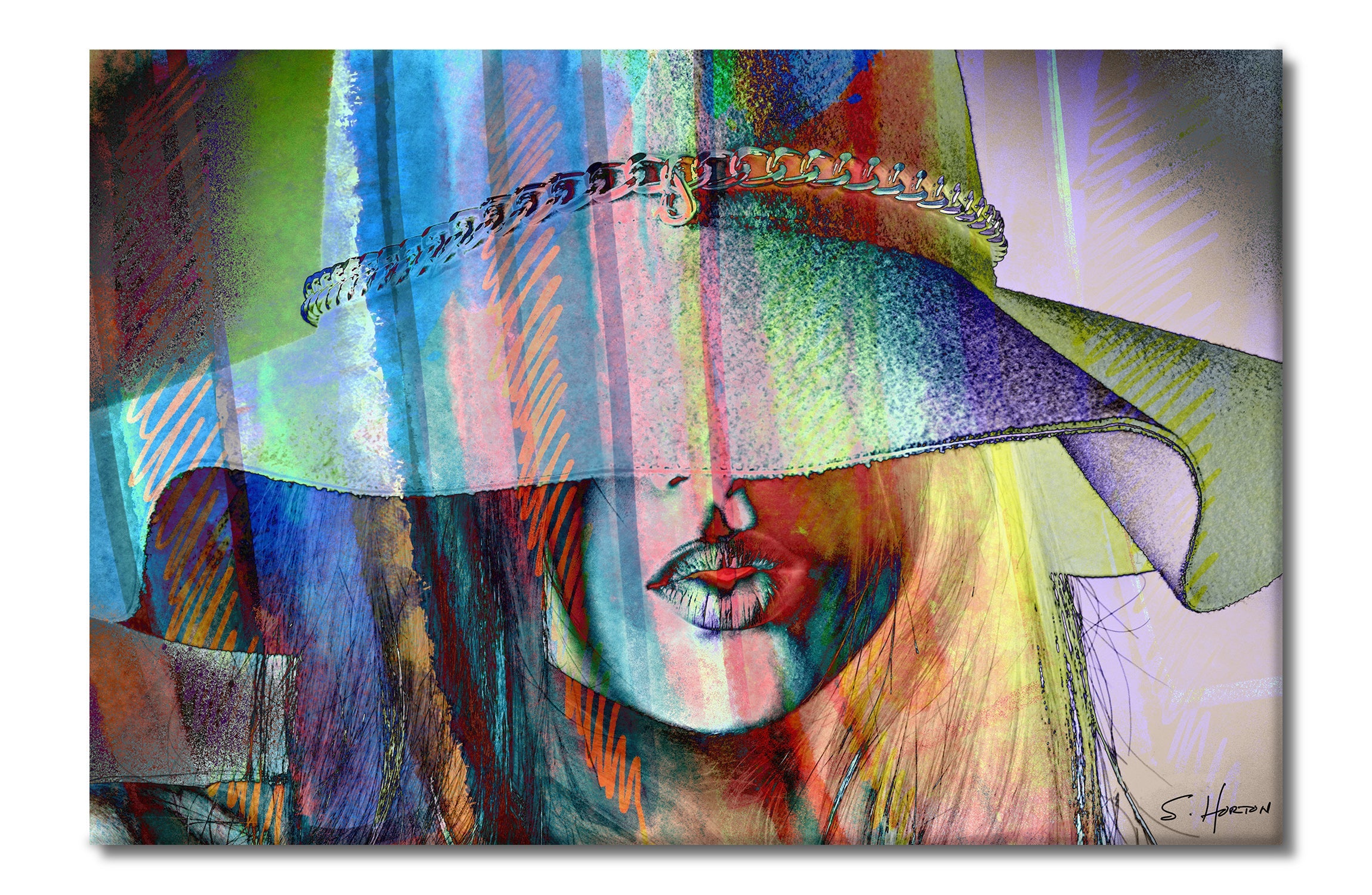 Woman in the Large Hat" 002, She Vibes, Digital Art, Giclée on Canvas with Signature, 24"x36" or 40"x60", Limited Edition of 50