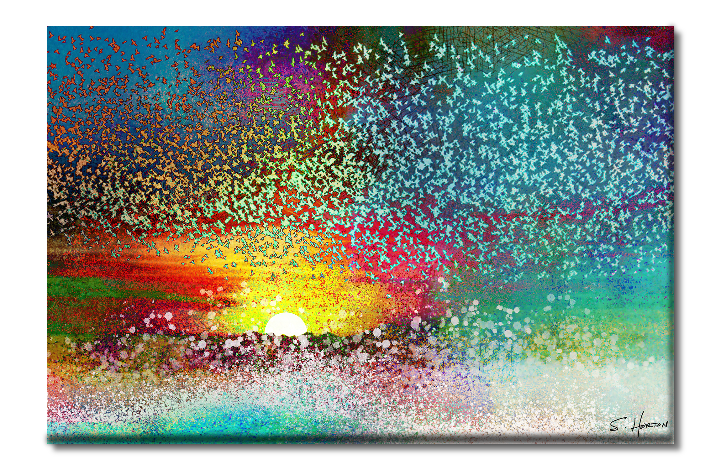 Birds Taking Flight At Sunset", Digital Art, Giclee on Canvas with Signature, 24"x36" or 40"x60", Limited Edition of 50