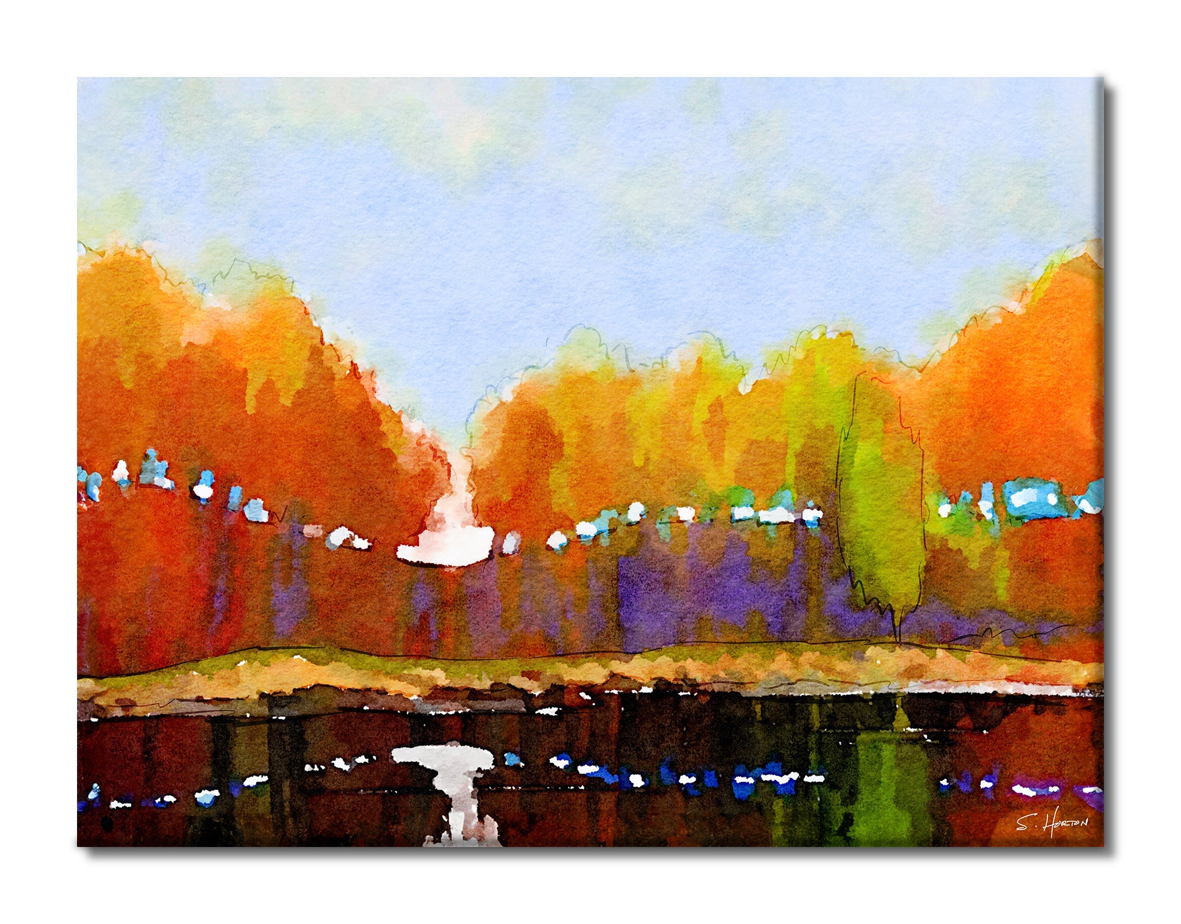 Autumn By The Lakeside", Digital Art, Giclee on Canvas with Signature, 30"x40", Limited Edition of 50