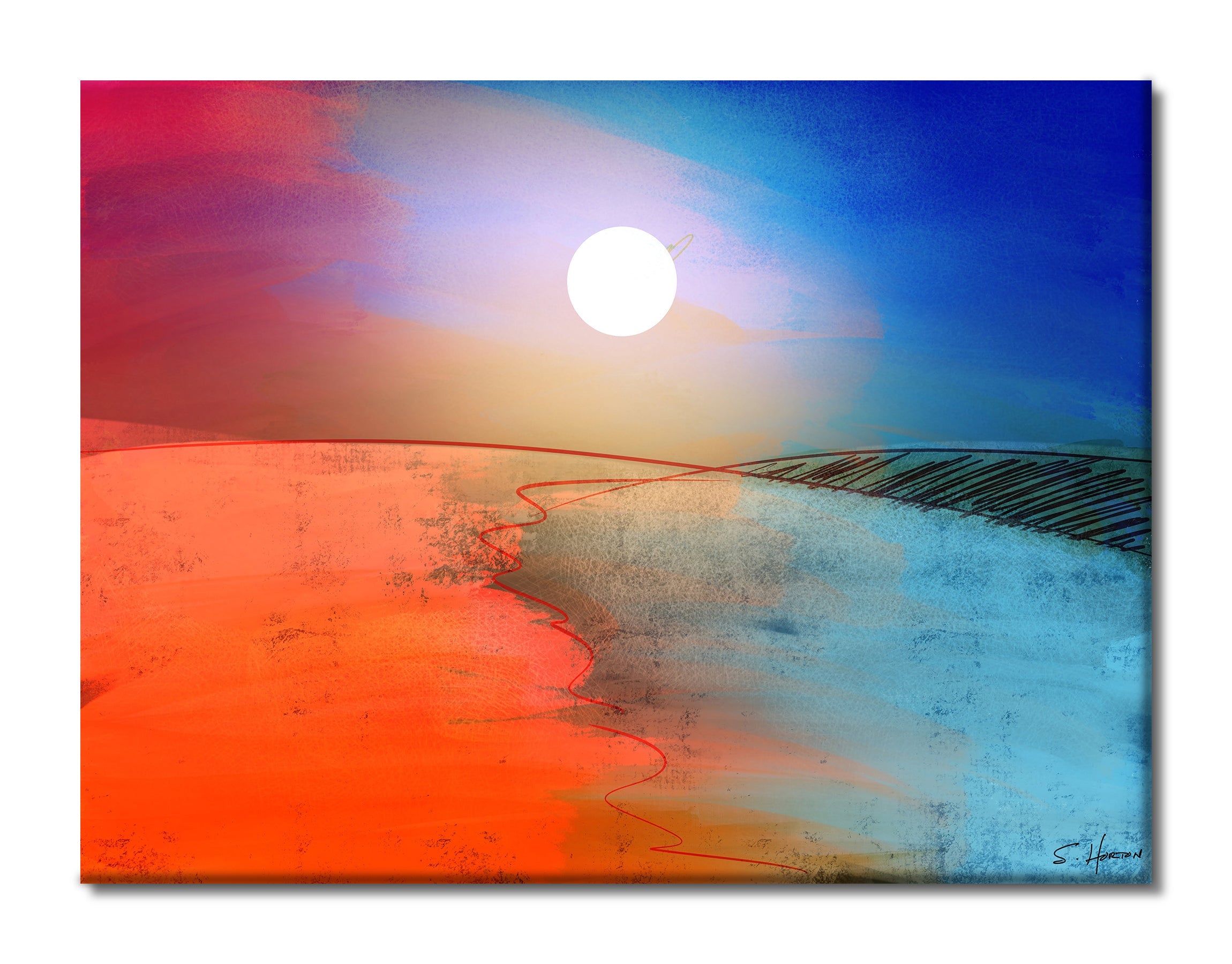 Moonlight Over The Hills", Digital Art, Giclee on Canvas with Signature, 30"x40", Limited Edition of 50
