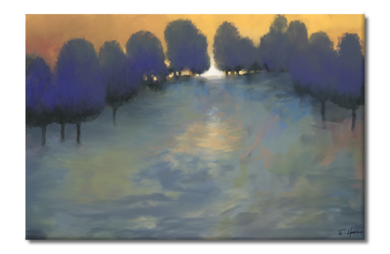 Early Sunrise Through The Trees", Digital Art, Giclee on Canvas with Signature, 24"x36" or 40"x60", Limited Edition of 50