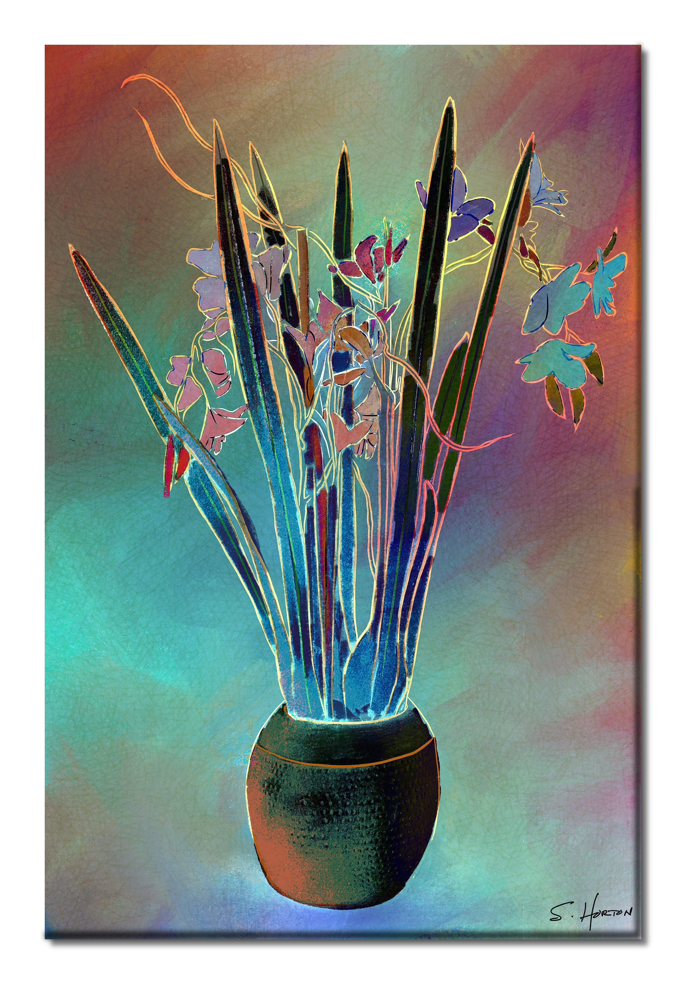 Flowering Orchids", Digital Art, Giclee on Canvas with Signature, 24"x36" or 40"x60", Limited Edition of 50