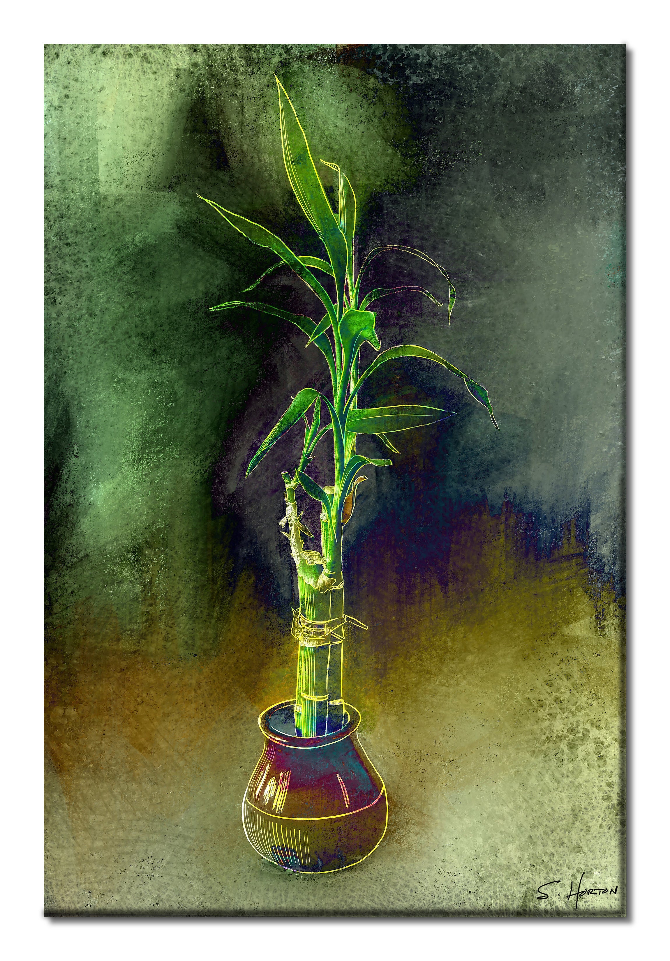 Potted Bamboo", Digital Art, Giclee on Canvas with Signature, 24"x36" or 40"x60", Limited Edition of 50