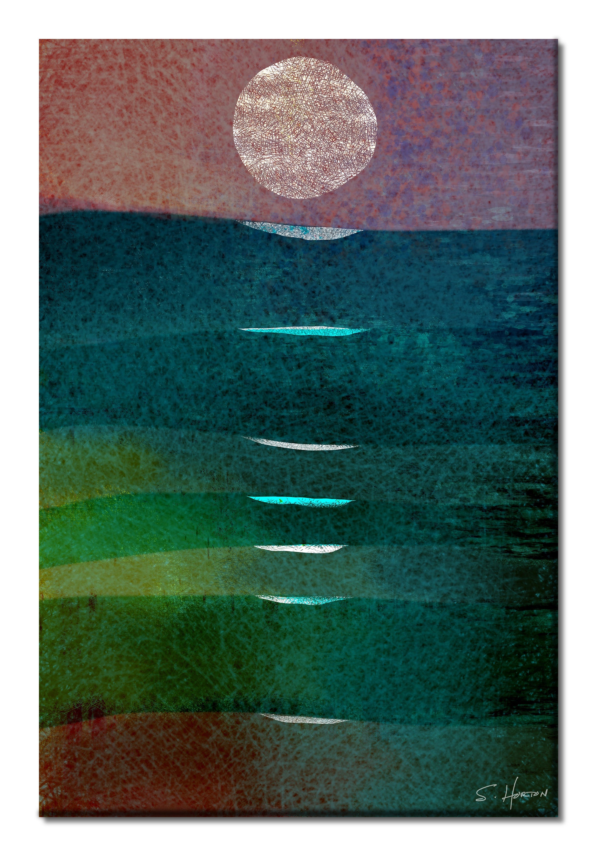 Reflections of Moonlight on the Waves", Digital Art, Giclee on Canvas with Signature, 24"x36" or 40"x60", Limited Edition of 50