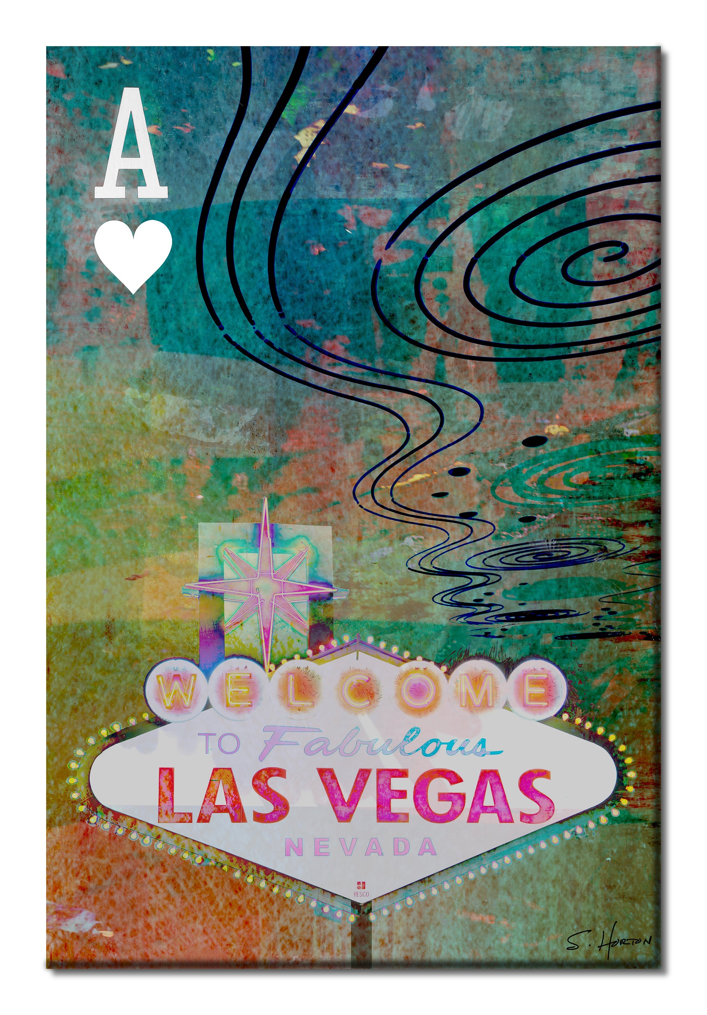 Vegas Aces, Ace of Hearts", Digital Art, Giclée on Canvas with Signature, 24"x36" or 40"x60", Limited Edition of 50