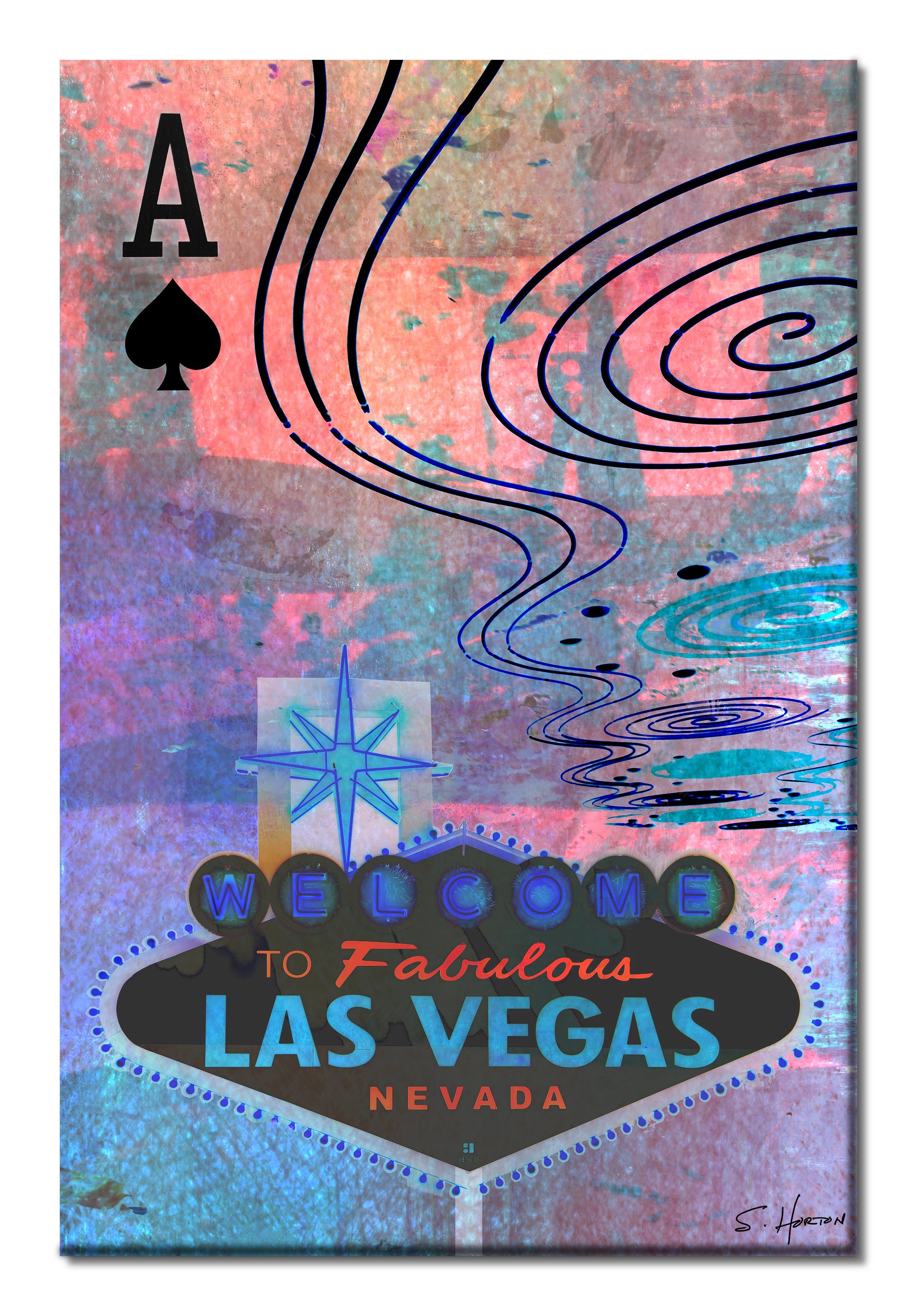 Vegas Aces, Ace of Spades", Digital Art, Giclée on Canvas with Signature, 24"x36" or 40"x60", Limited Edition of 50