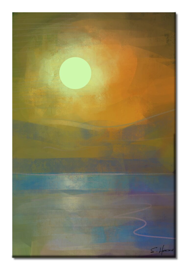 Setting Sun on the Horizon", Digital Art, Giclee on Canvas with Signature, 24"x36" or 40"x60", Limited Edition of 50