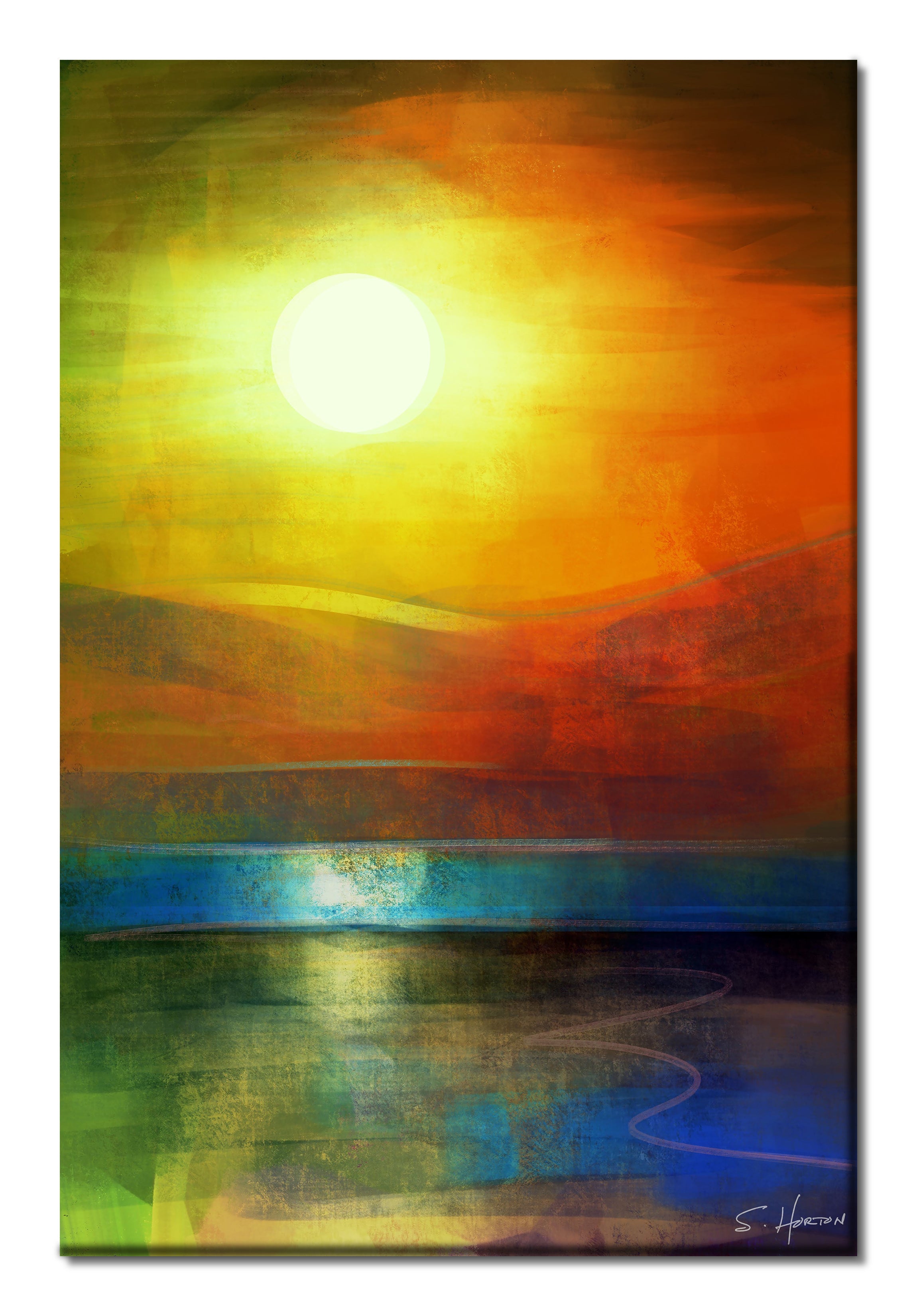 Sunset Over The Hills", Digital Art, Giclee on Canvas with Signature, 24"x36" or 40"x60", Limited Edition of 50