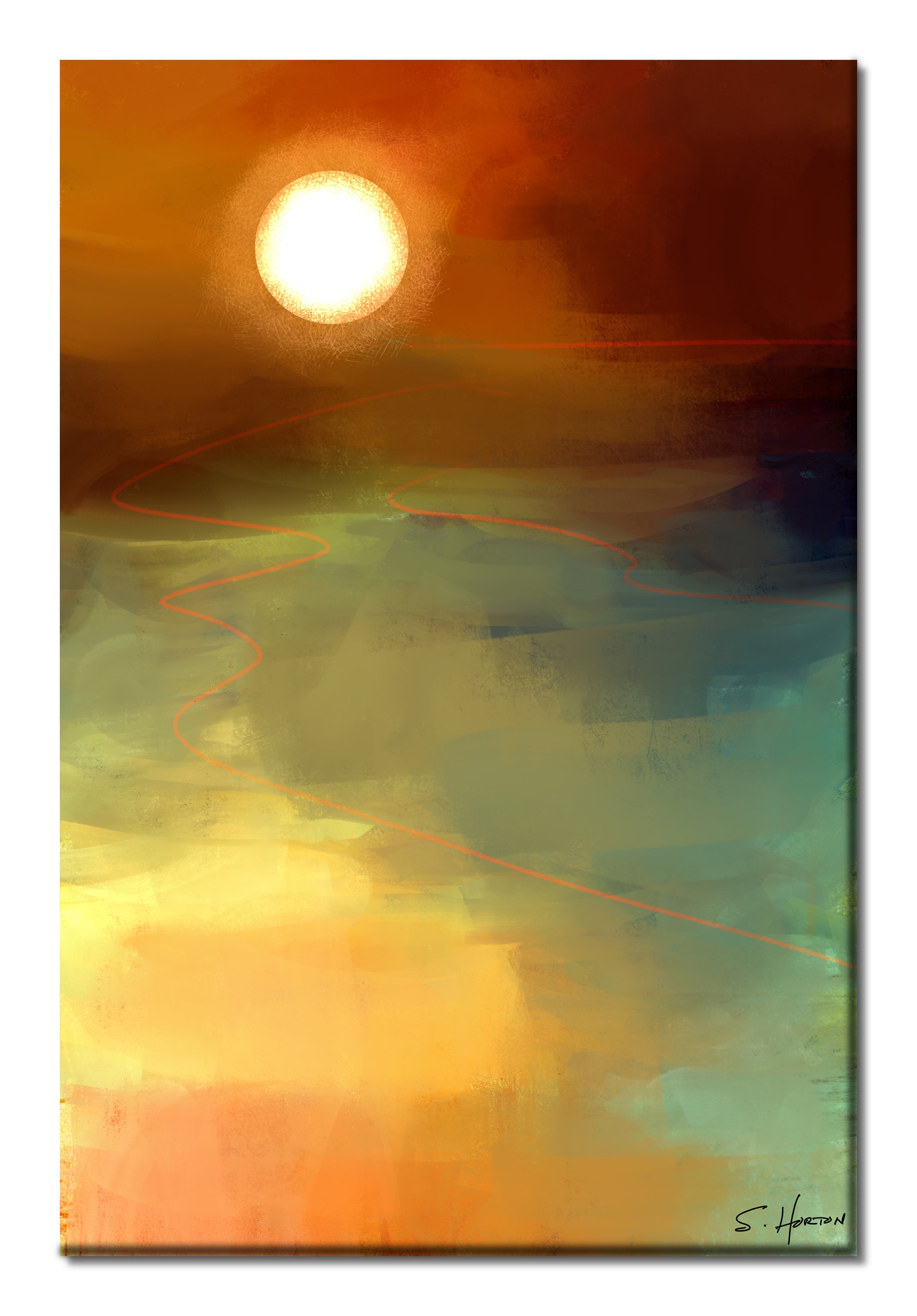 Sunset Over Golden Fields", Digital Art, Giclee on Canvas with Signature, 24"x36" or 40"x60", Limited Edition of 50