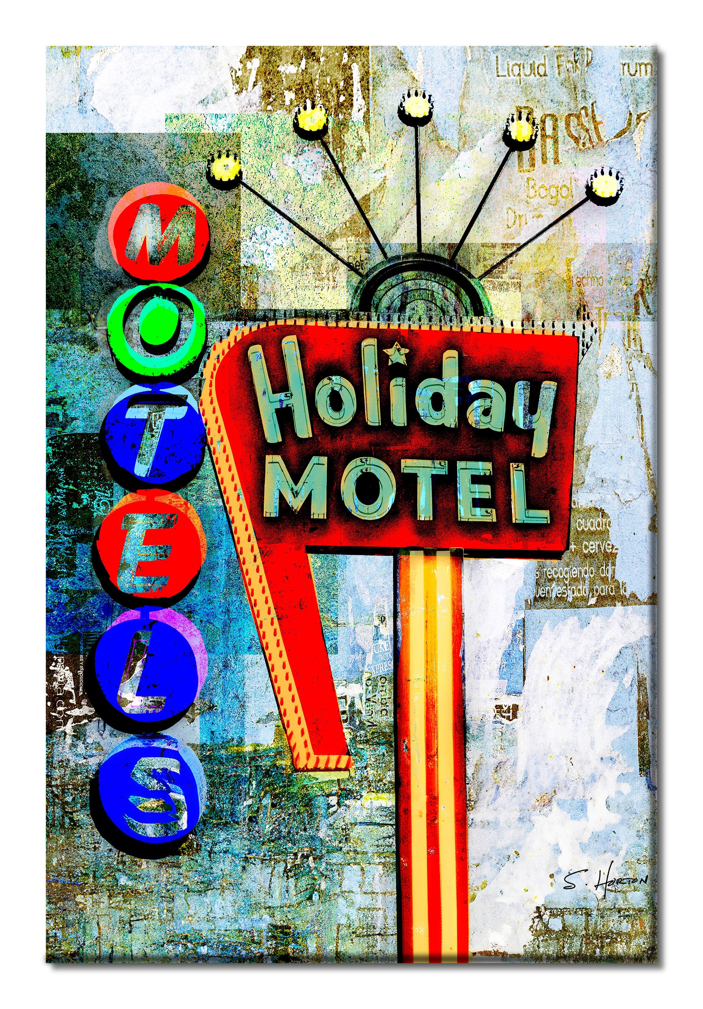 Holiday Motel", Route 66 Series, Digital Art, Giclée on Canvas with Signature, 24"x36" or 40"x60", Limited Edition of 50