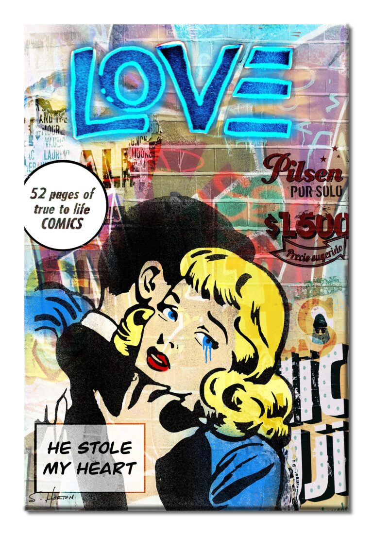 He Stole My Heart", Neon Love Series, Digital Art, Giclée on Canvas with Signature, 24"x36" or 40"x60", Limited Edition of 50