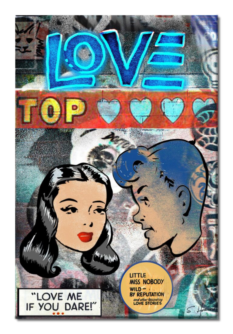 Top Love", Neon Love Series, Digital Art, Giclée on Canvas with Signature, 24"x36" or 40"x60", Limited Edition of 50
