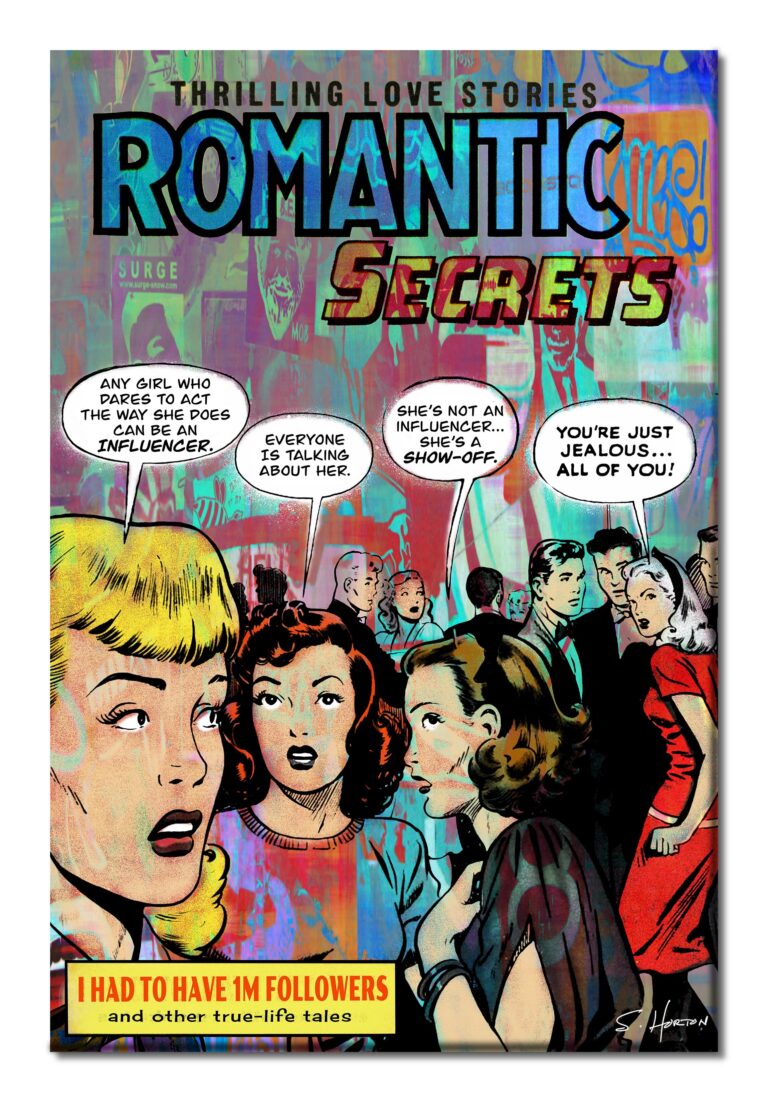 Romantic Secrets", Neon Love Series, Satire, Digital Art, Giclée on Canvas with Signature, 24"x36" or 40"x60", Limited Edition of 50