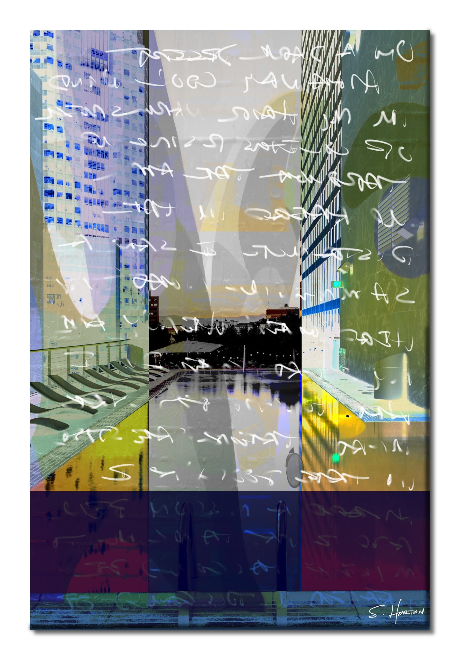 Hotel California: Poolside", Abstract, Digital Art, Giclée on Canvas with Signature, 24"x36" or 40"x60", Limited Edition of 50
