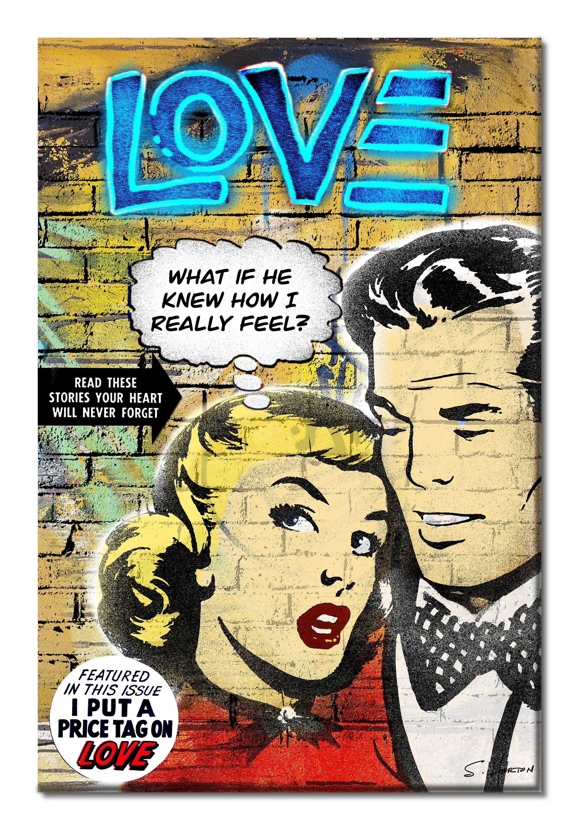 What If He Knew", Neon Love Series, Digital Art, Giclée on Canvas with Signature, 24"x36" or 40"x60", Limited Edition of 50