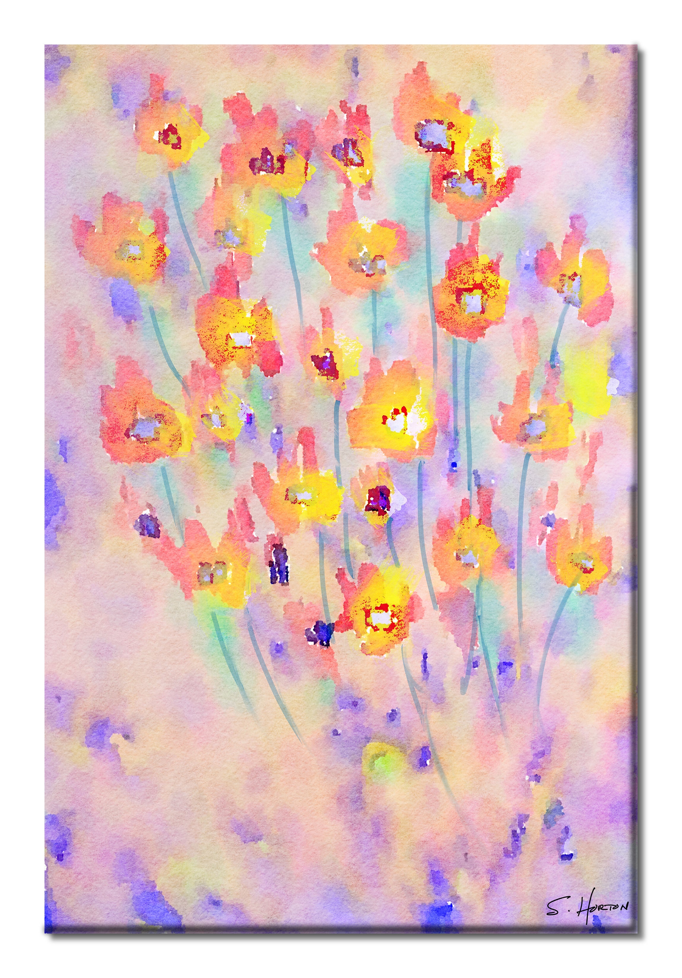 Poppy Fields, Digital Art, Giclee on Canvas with Signature, For Home Decor & Interior Design