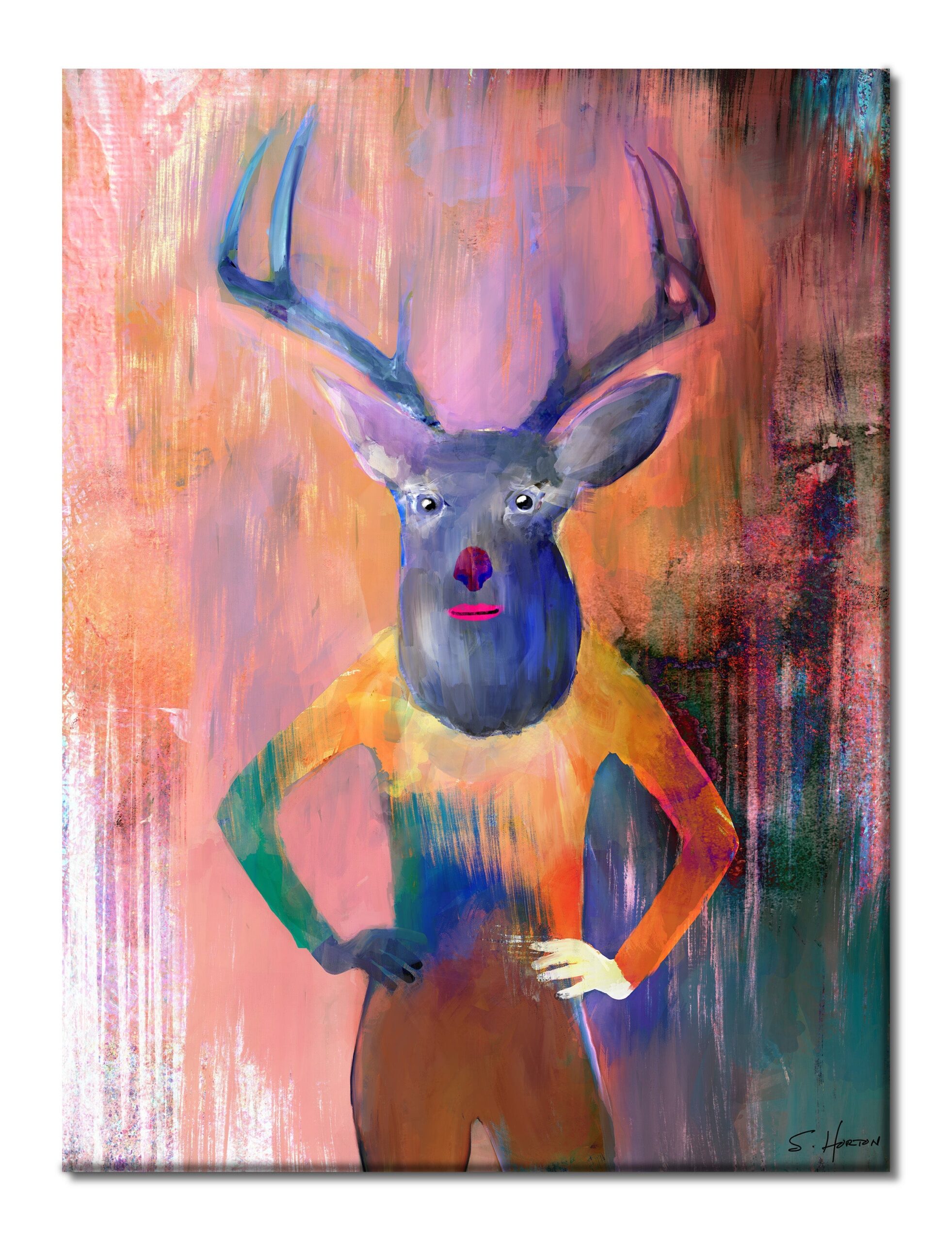 Elk-a", Animal Life, Surreal, Parody, Digital Art, Giclée on Canvas with Signature, 30"x40", Limited Edition of 50