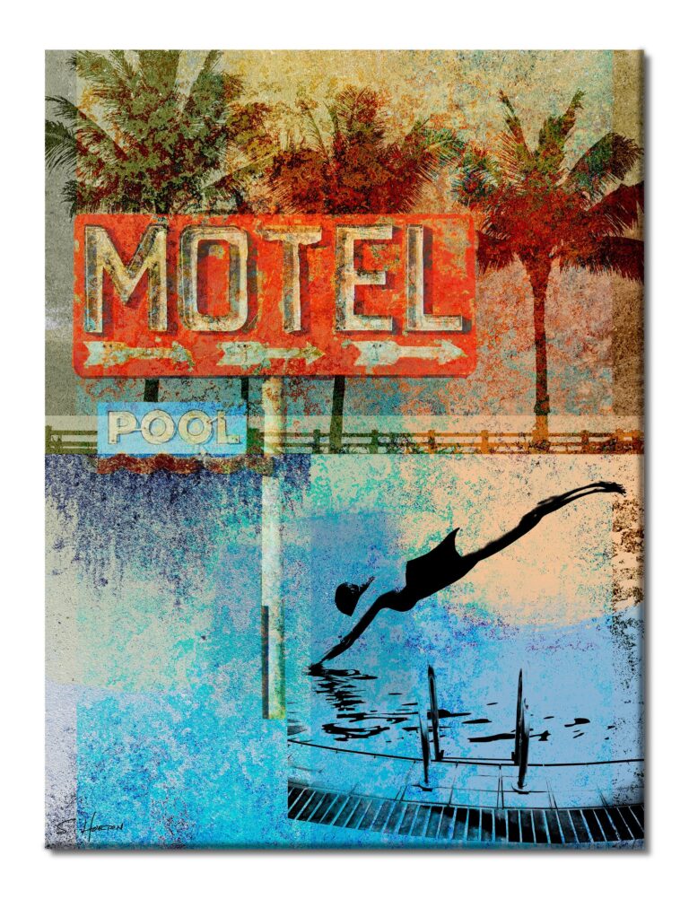 Motel Dive", Route 66 Series, Digital Art, Giclée on Canvas with Signature, 30"x40", Limited Edition of 50