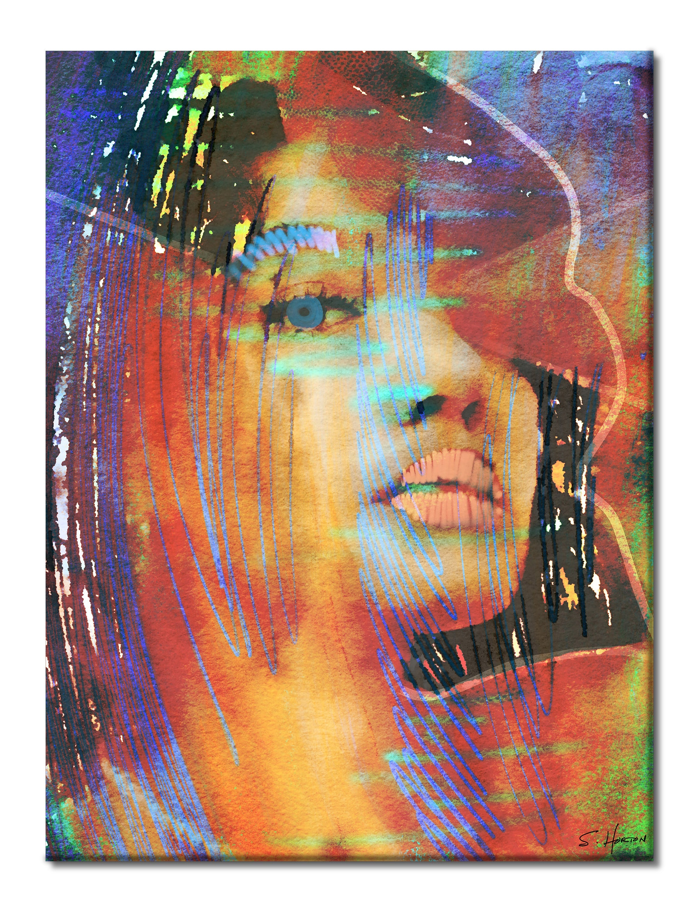 Blue-Eyed Girl", She Vibes, Digital Art, Giclée on Canvas with Signature, 30"x40", Limited Edition of 50