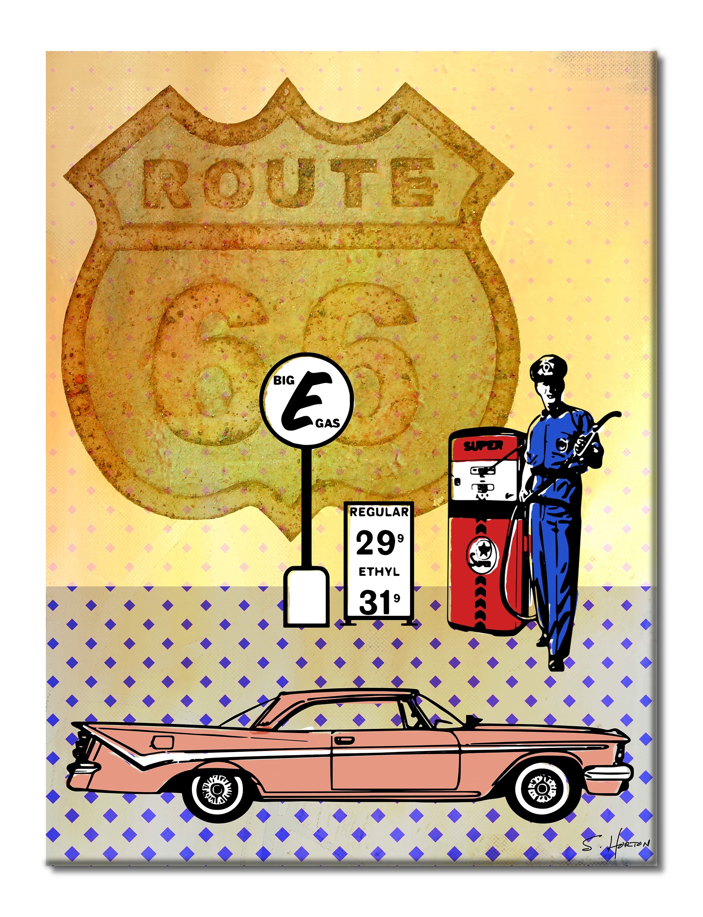 Stop For Gas", Route 66 Series, Digital Art, Giclée on Canvas with Signature, 30"x40", Limited Edition of 50