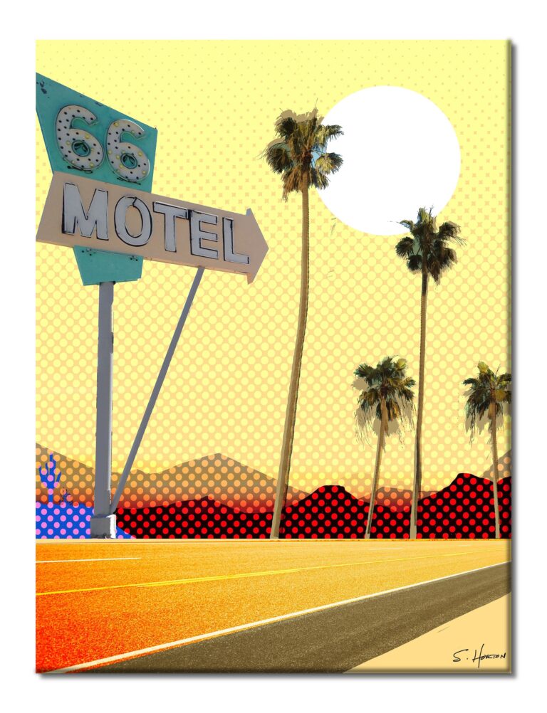 66 Motel", Route 66 Series, Digital Art, Giclée on Canvas with Signature, 30"x40", Limited Edition of 50