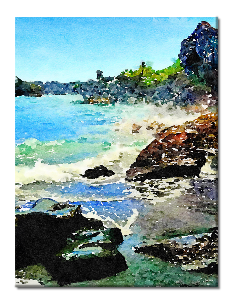 Tropical Shores, Beach Life, Digital Art, Giclee on Canvas with Signature, 30"x40", Limited Edition of 50