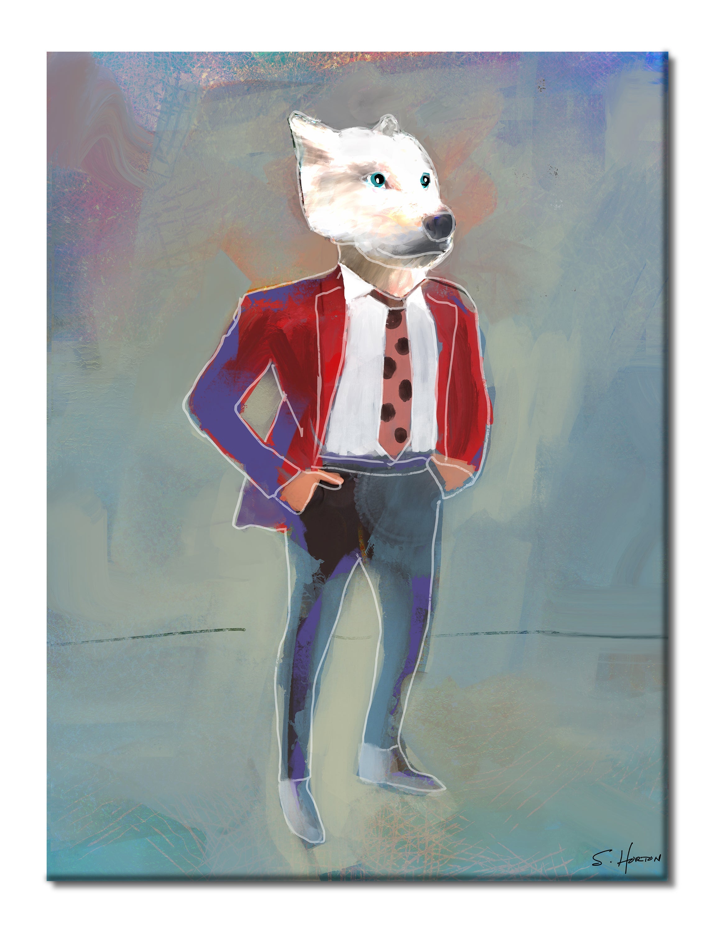 Working Dog", Animal Life, Surreal, Parody, Digital Art, Giclée on Canvas with Signature, 30"x40", Limited Edition of 50