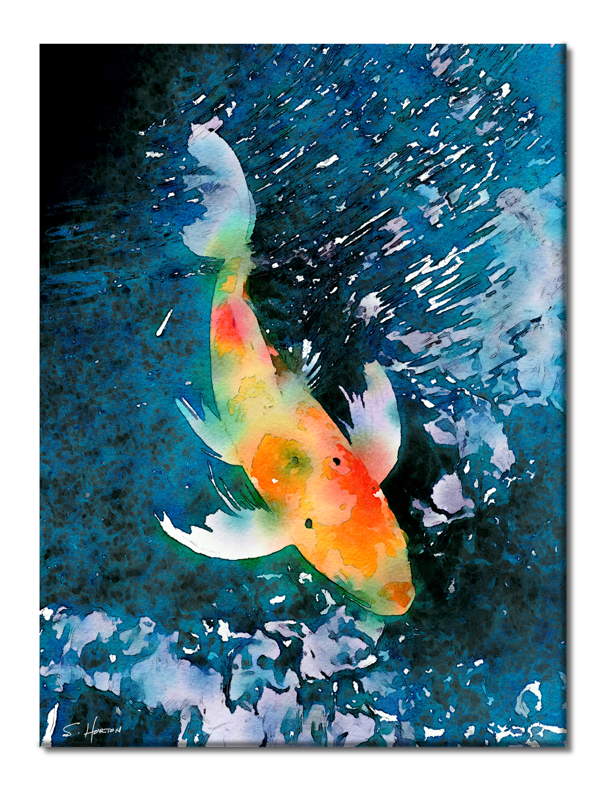 Swimming in the Koi Pond", Scenic, Animal Life, Digital Art, Giclée on Canvas with Signature, 30"x40", Limited Edition of 50