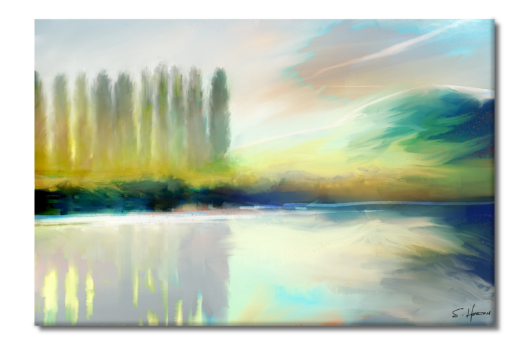 A Quiet Morning By The Lake", Digital Art, Giclee on Canvas with Signature, 24"x36" or 40"x60", Limited Edition of 50