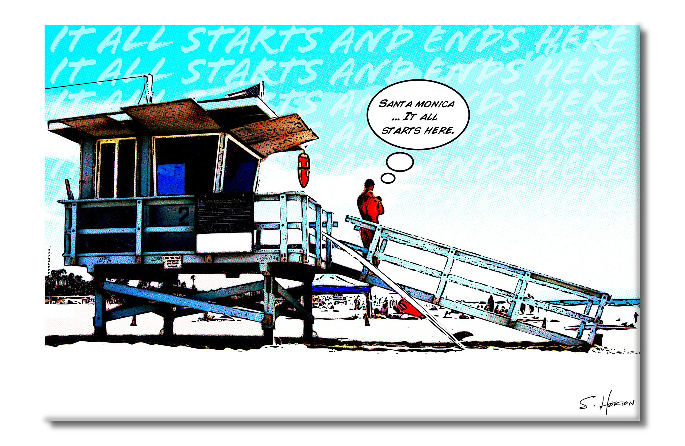 Santa Monica ... It All Starts Here", Digital Art, Giclée on Canvas with Signature, 24"x36" or 40"x60", Limited Edition of 50