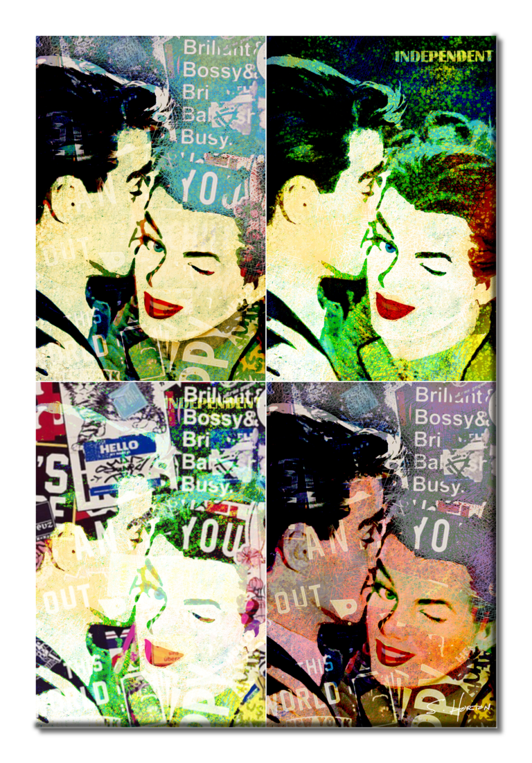 Wink" Quad, Neon Love Series, Digital Art, Giclée on Canvas with Signature, 24"x36" or 40"x60", Limited Edition of 50