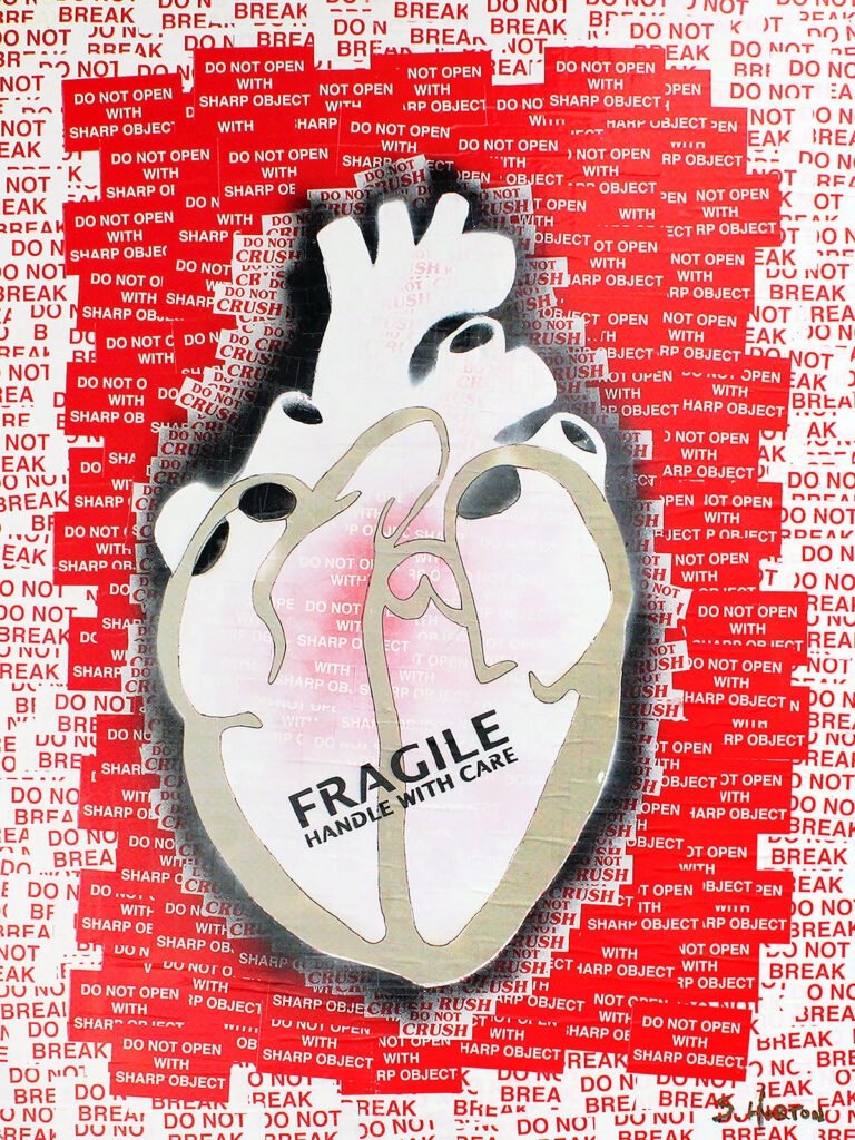 Handle With Care", 36"w x 48"h, Mixed Media on Board