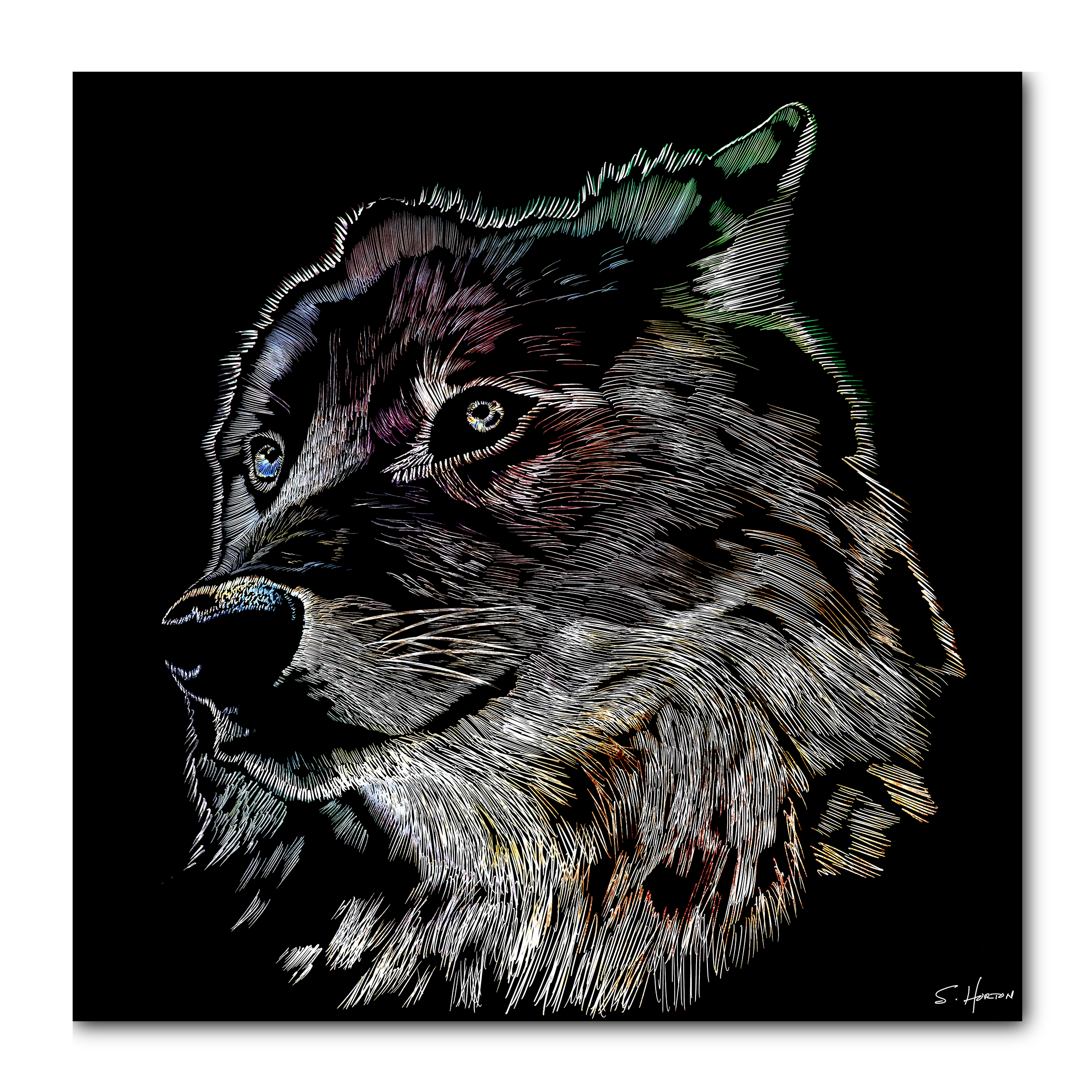Wolf Portrait", Animal Life, Digital Art, Giclée on Canvas with Signature, 30"x30" or 36"x36", Limited Edition of 50