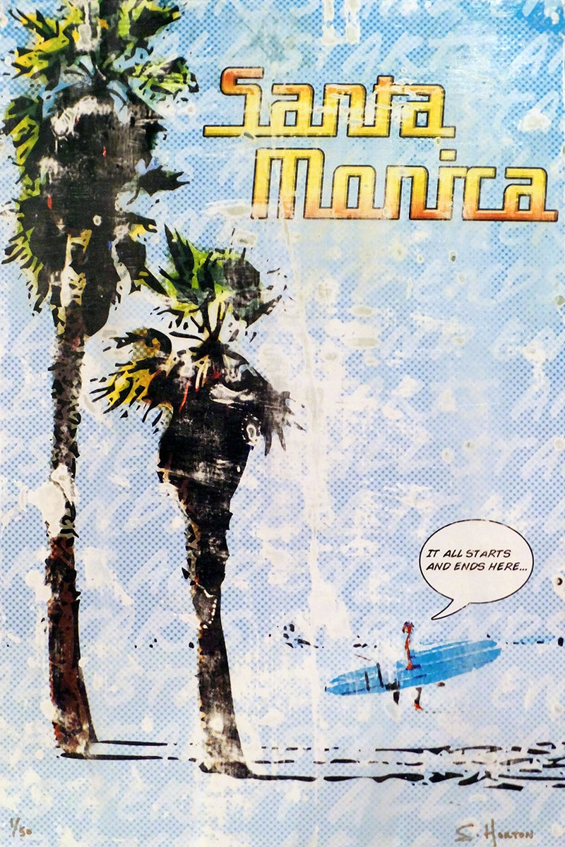 Santa Monica ... It Starts and Ends Here", Hand-Embellished Print with Signature, 24"x36", Limited Edition of 100
