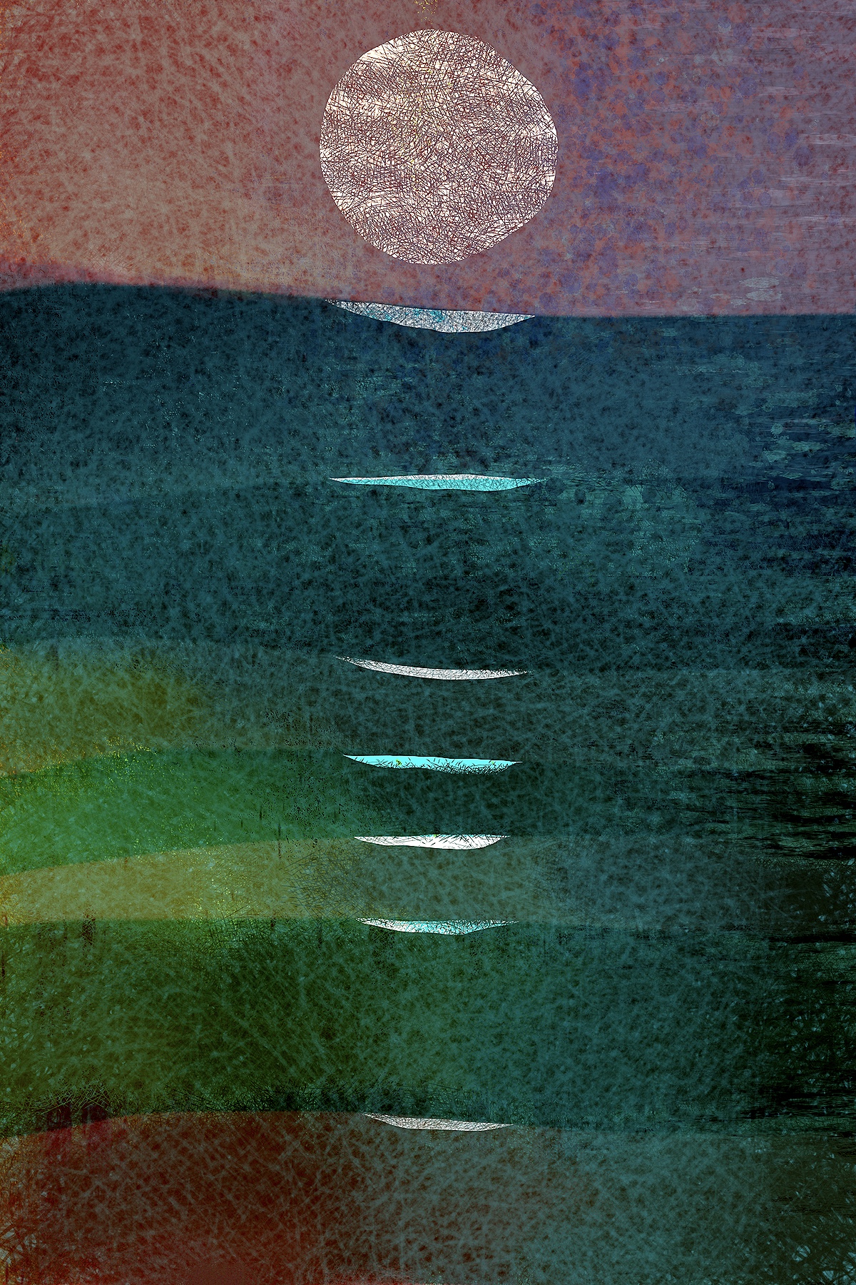 Reflections of Moonlight on the Waves", Digital Art, Giclee on Canvas with Signature, 24"x36" or 40"x60", Limited Edition of 50