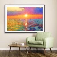 Reflections Of Sunset Over The Ocean from the Scenics Collection, Wall Display Reflections Of Sunset Over The Ocean from the Scenics Collection, Wall Display