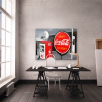 Route 66 Food & Gas Mixed Media on Board Wall Display Route 66 Food & Gas Mixed Media on Board Wall Display