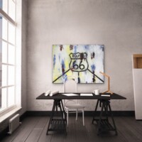 Route 66 Sign Mixed Media on Board Wall Display Route 66 Sign Mixed Media on Board Wall Display