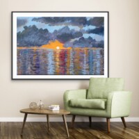 Sunset Reflecting On The Ocean from the Scenics Collection, Wall Display Sunset Reflecting On The Ocean from the Scenics Collection, Wall Display