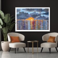 Sunset Reflecting On The Ocean from the Scenics Collection, Wall Display Sunset Reflecting On The Ocean from the Scenics Collection, Wall Display